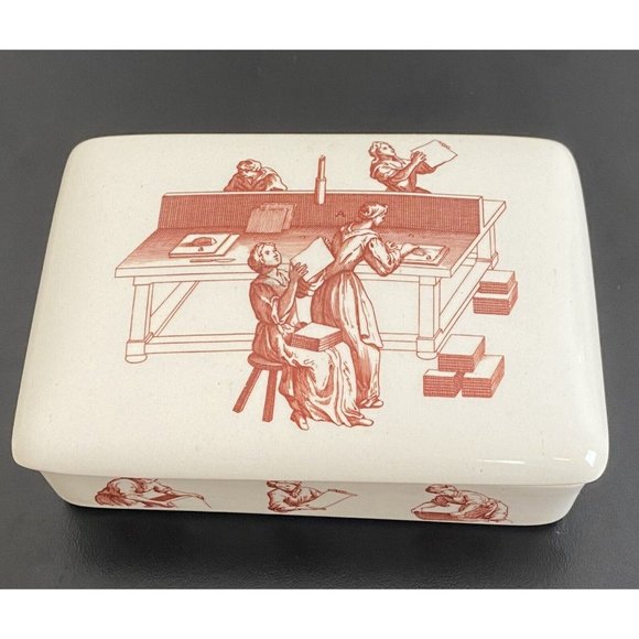 Wedgwood Wiggins Teape Group Papermakers Butter Dish 1961 Trinket Box 5" long - Picture 1 of 10